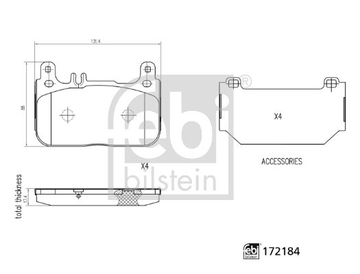 FEBI BILSTEIN Комплект тормозных колодок, дисковый тормоз 172184